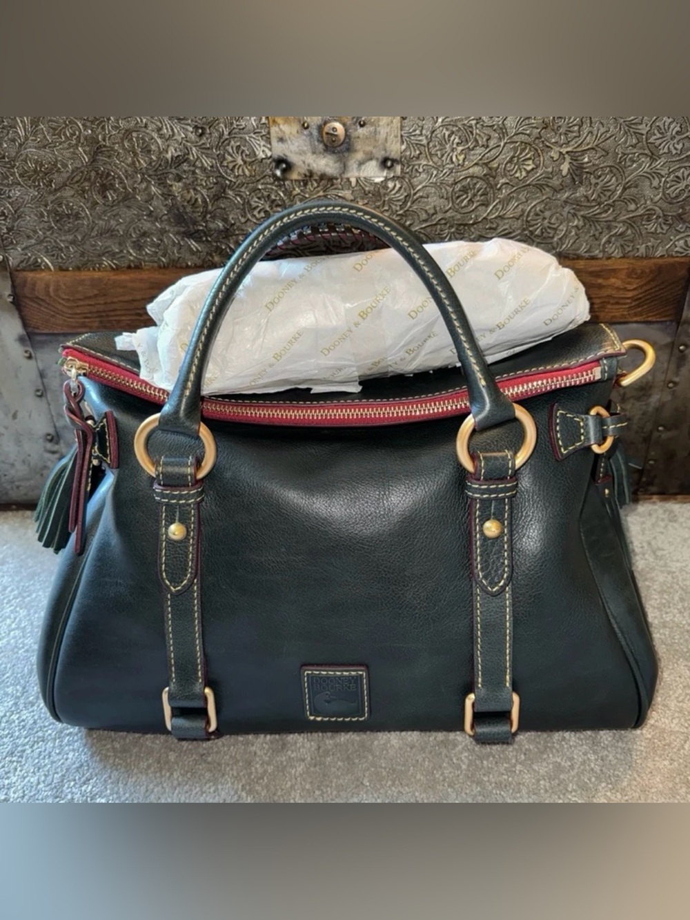 Dooney & Bourke Florentine satchel in Teal with strap - Picture 1 of 12